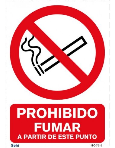 Señal A4 PVC prohibido fumar a partir de este punto P202