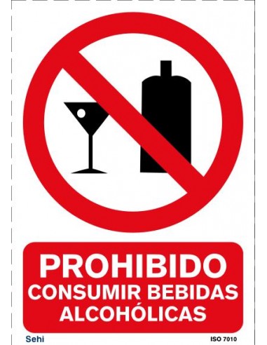 Señal A4 PVC prohibido beber alcohol P211