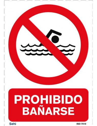 Señal A4 PVC prohibido bañarse P214