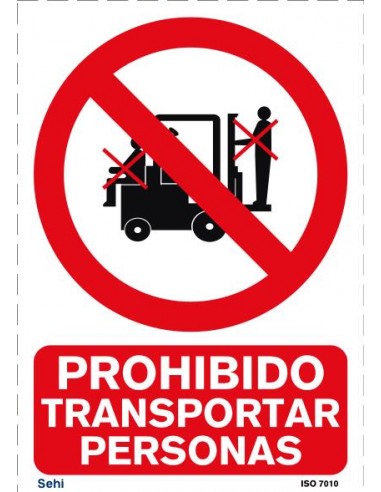 Señal A4 PVC prohibido transportar personas P219