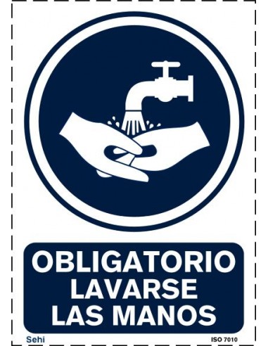 Señal A4 PVC obligatorio lavarse las manos O23