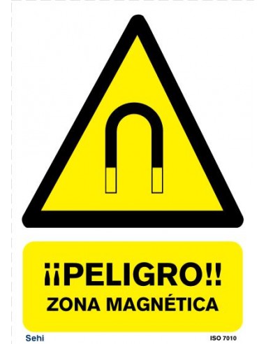 Señal A4 PVC peligro zona magnética AV154