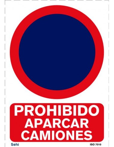 Señal A4 PVC prohibido aparcar camiones P260
