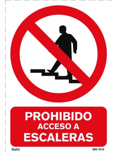 Señal A4 PVC prohibido acceso a escaleras P267