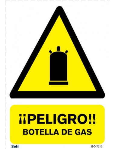 Señal A4 PVC peligro botella de gas AV163