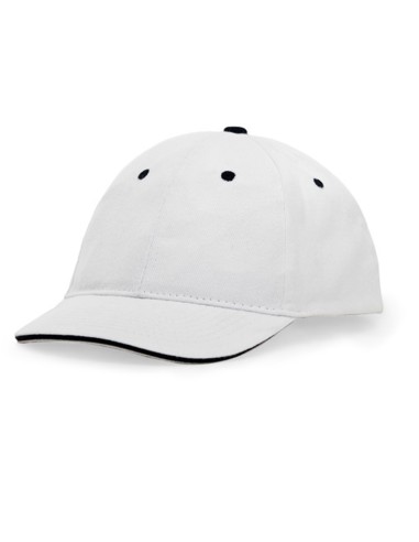 Gorra de algodón ligero de 6 paneles/Blanco, Blanco